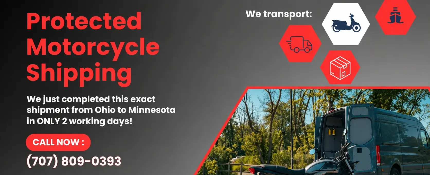 Protected motorcycle shipping service in enclosed van by Xpert Trans